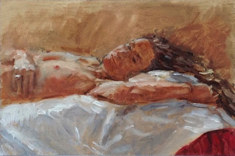 "Nude Lying with Arm Raised"